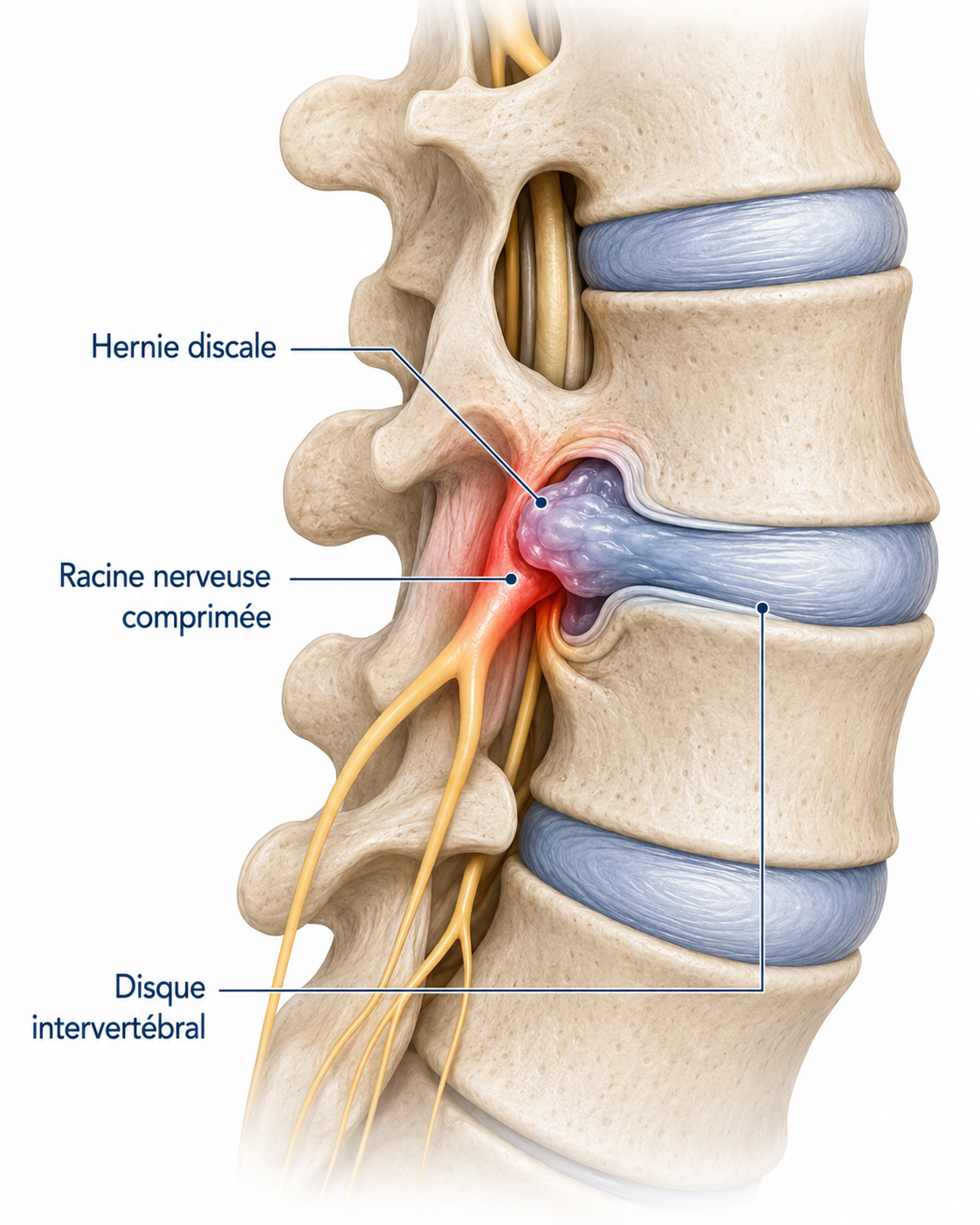 Sciatique 3 Hernie Discale Lombaire Comprimant Une Racine Nerveuse Pouvant Causer Une Douleur Sciatique